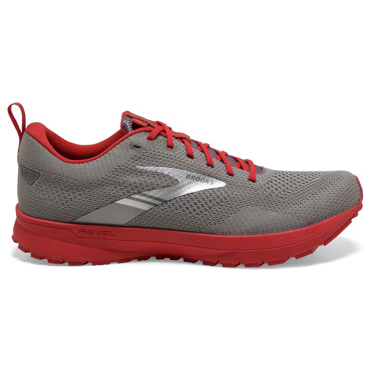 Brooks Revel 5 Performance Men's Road Running Shoes - Grey/Red (85960-ACWE)